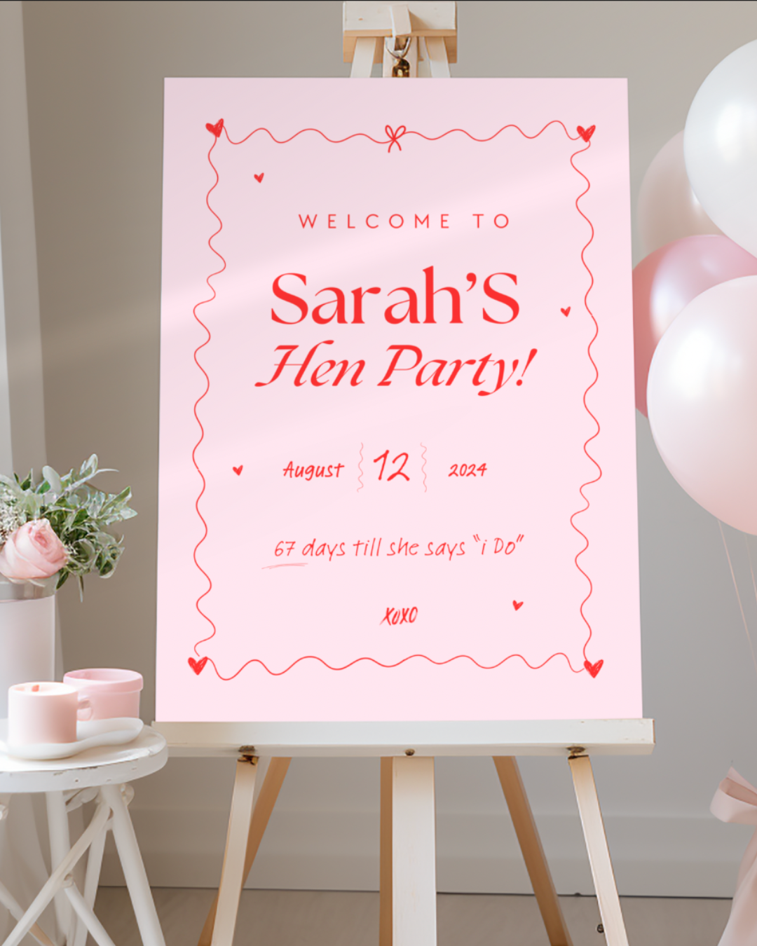 Personalised Hen Party Large Welcome Sign, Bridal Shower Sign