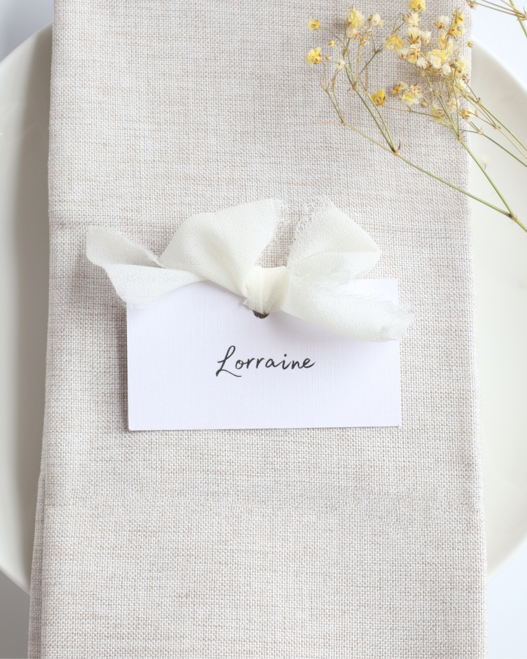 Ribbon Wedding Place Names Card