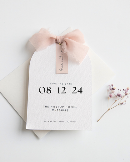 Pink Modern Arch Ribbon Save The Date