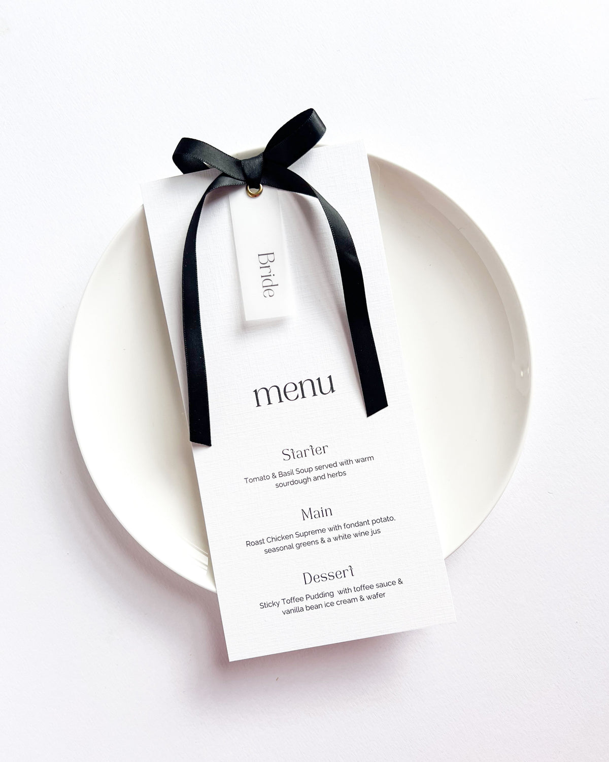 Vellum Place Name Wedding Menu