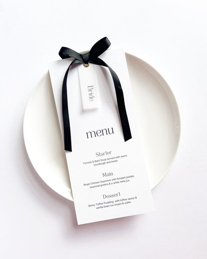 Vellum Place Name Wedding Menu