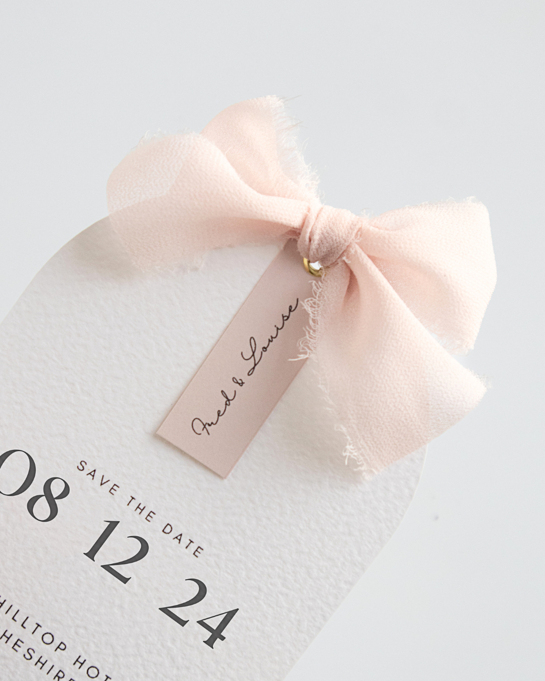 Pink Modern Arch Ribbon Save The Date