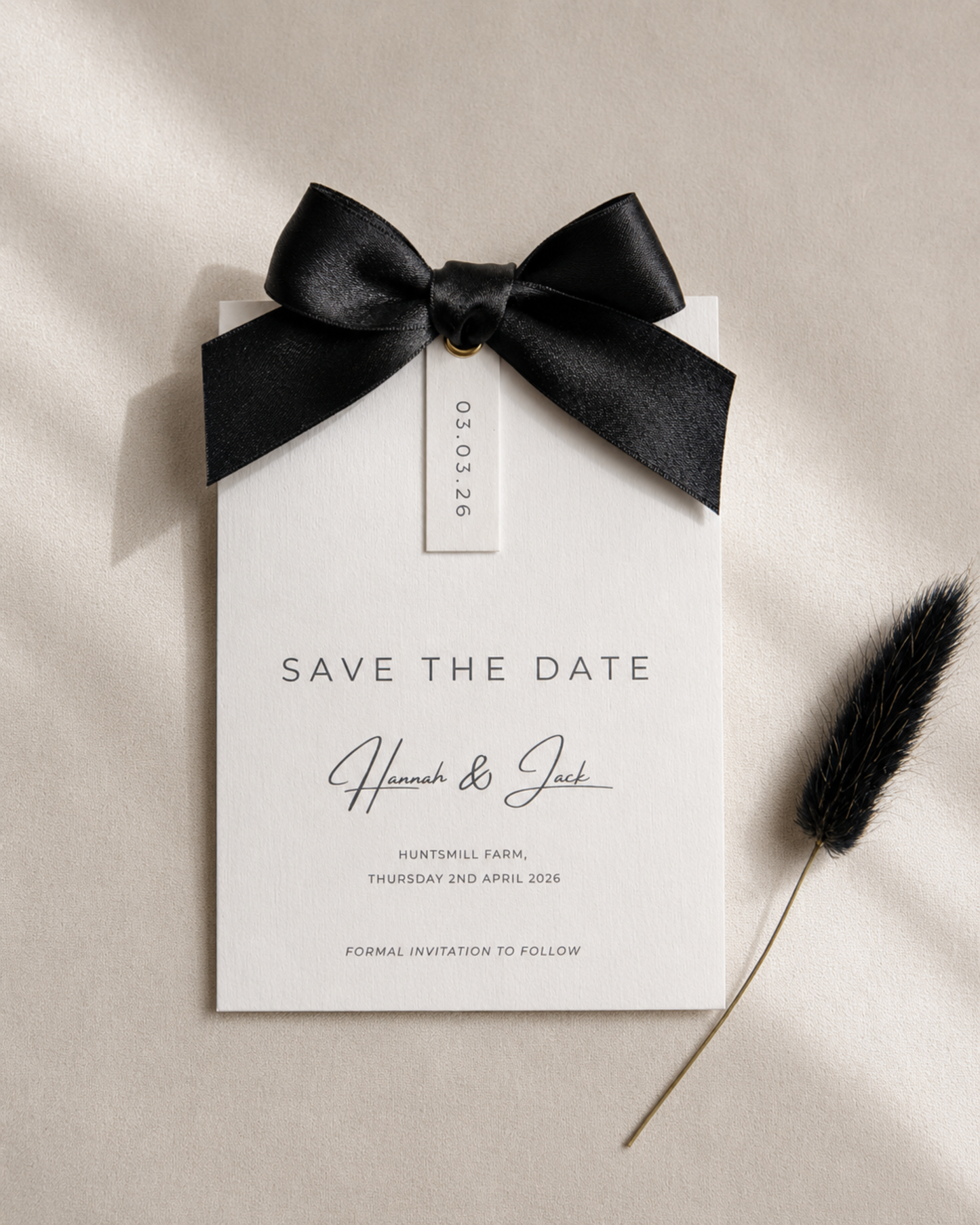Rosa Ribbon Save The Date Card with Bow