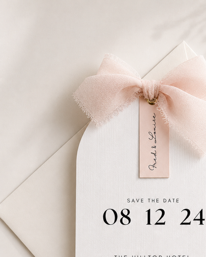 Pink Modern Arch Ribbon Save The Date