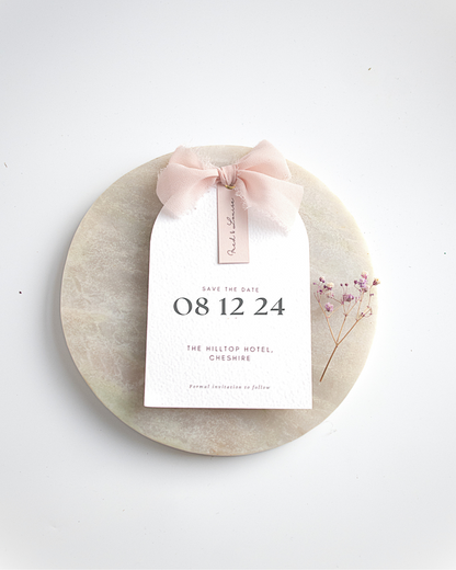 Pink Modern Arch Ribbon Save The Date