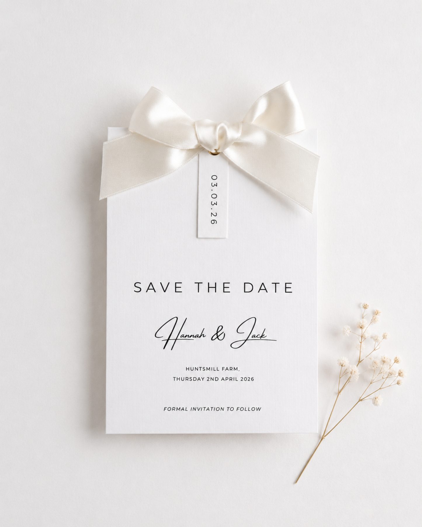 Rosa Ribbon Save The Date Card with Bow