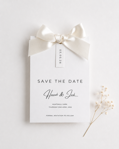 Rosa Ribbon Save The Date Card with Bow