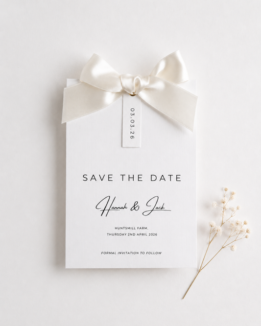 Rosa Ribbon Save The Date Card with Bow