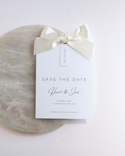 Rosa Ribbon Save The Date Card with Bow