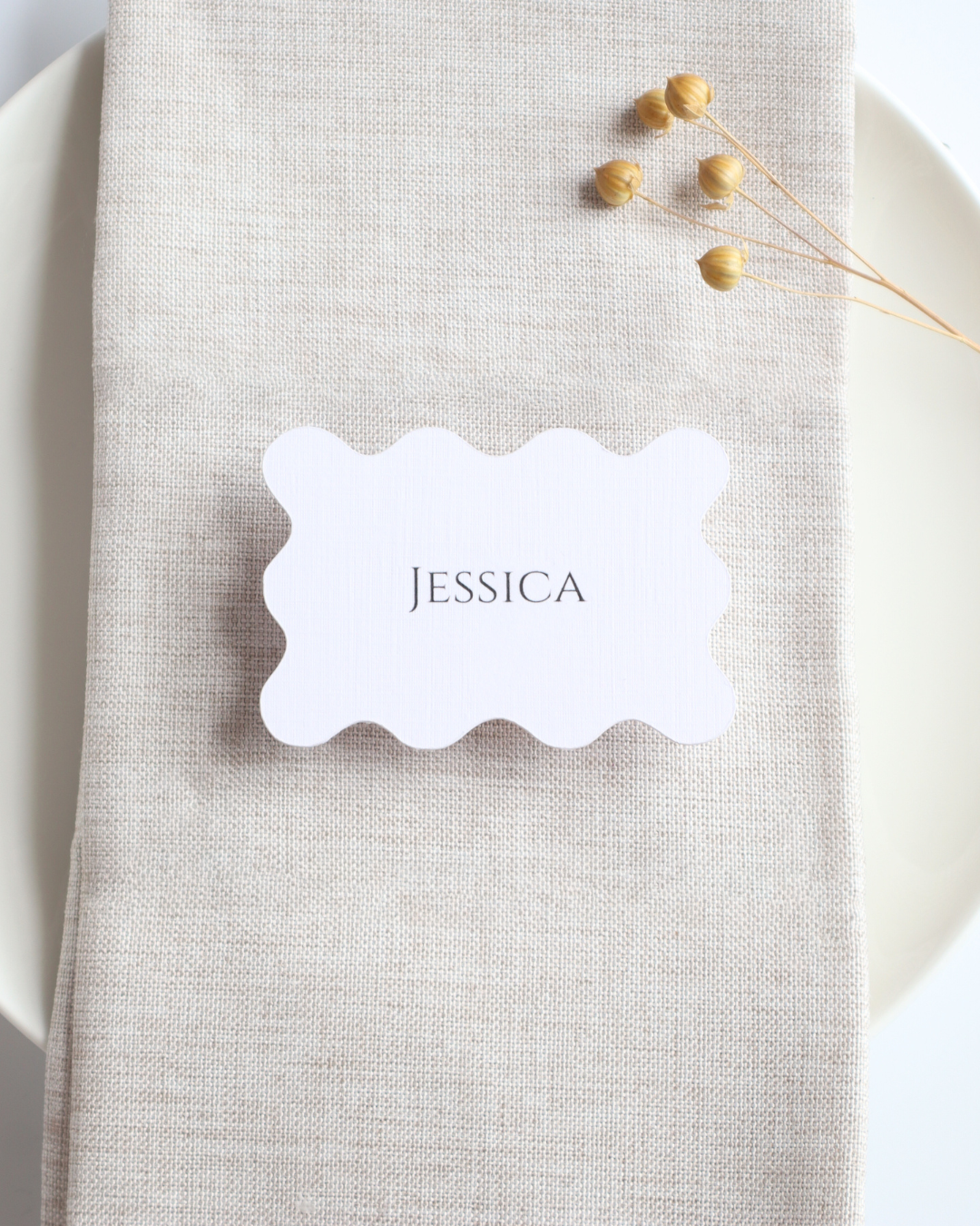 Wavy Wedding Place Names Card