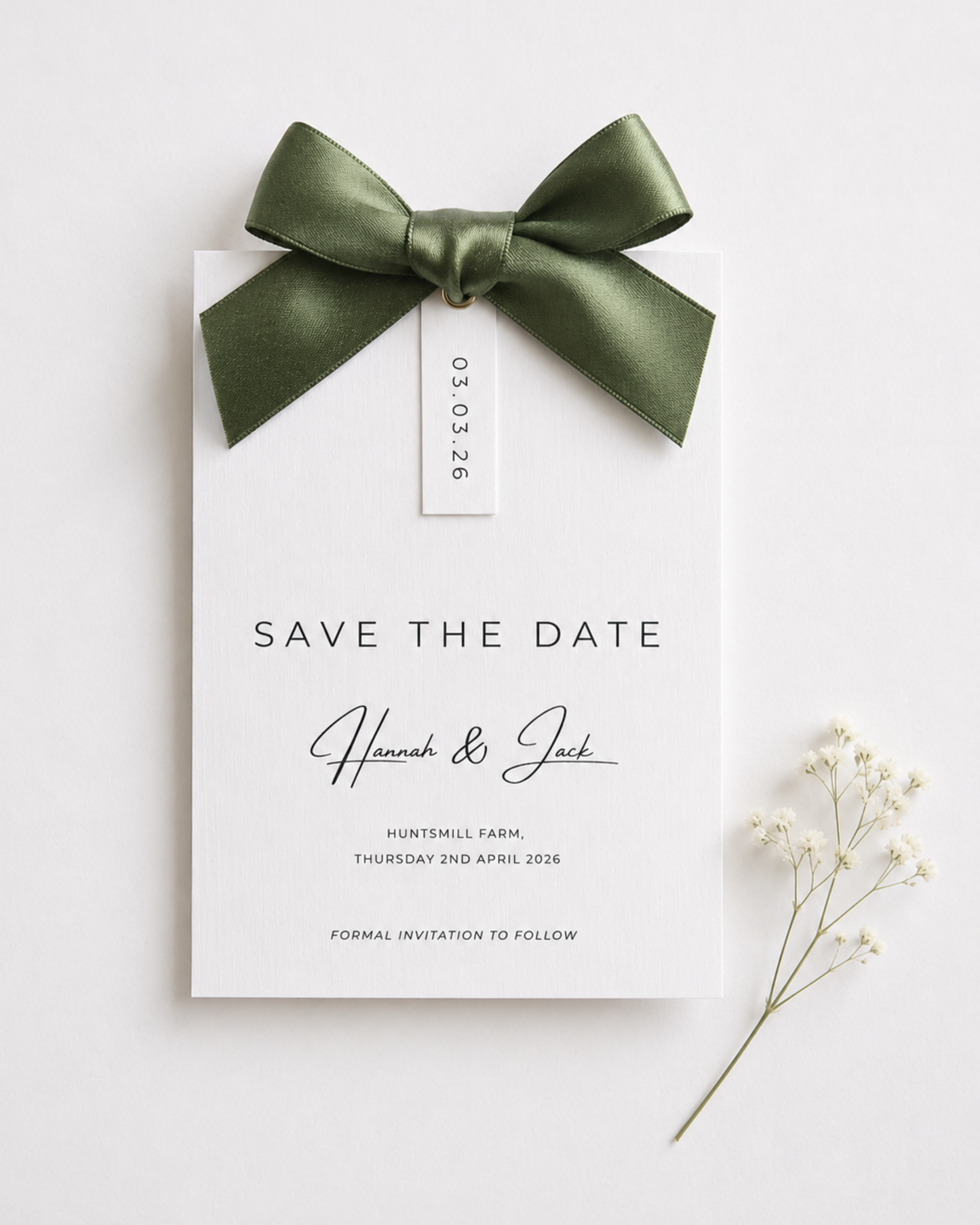 Rosa Ribbon Save The Date Card with Bow