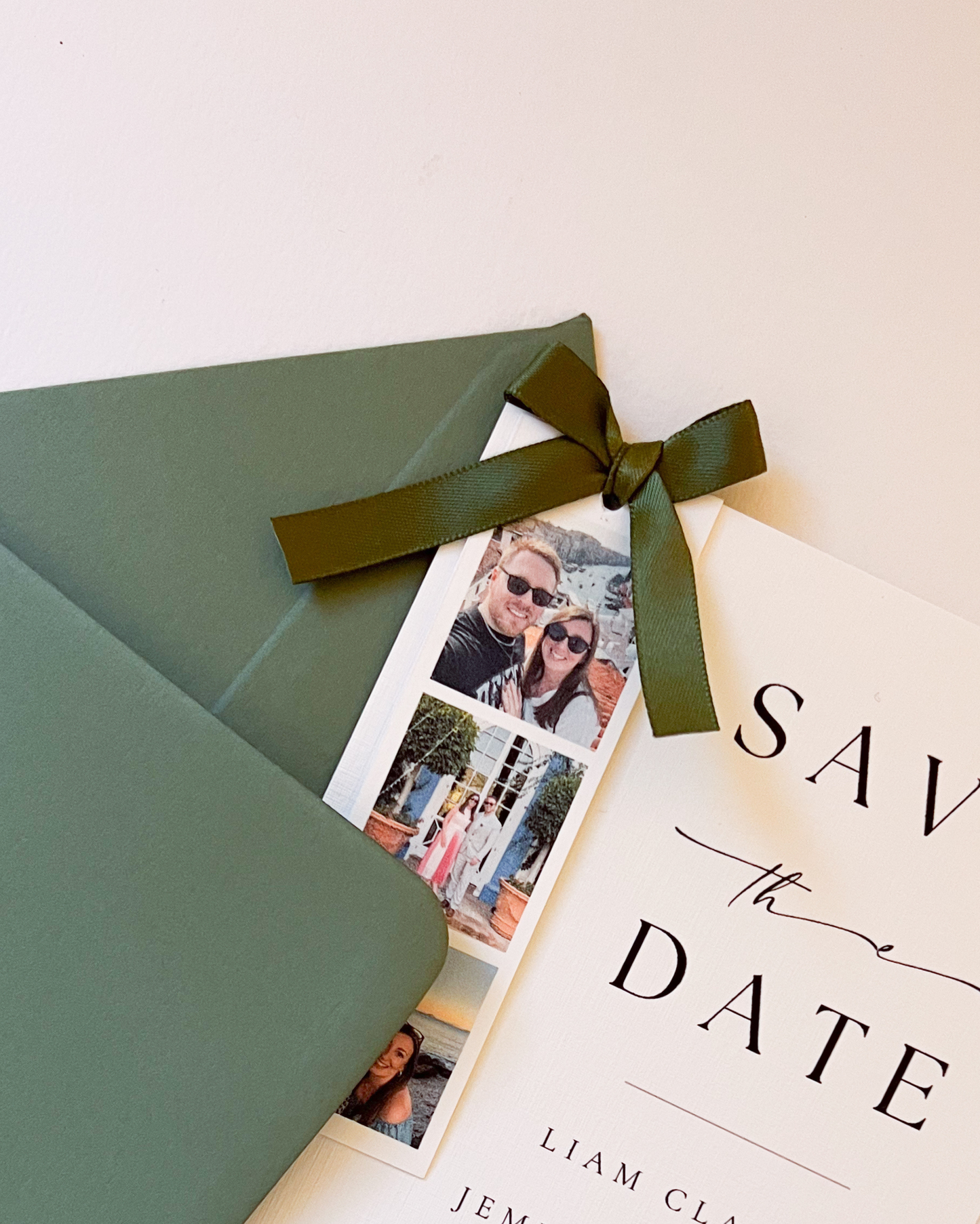 Photo Strip Save The Date with Black Ribbon
