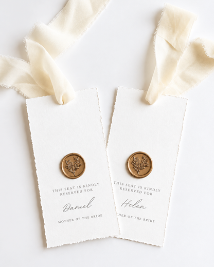 Eleanor Torn Edge Chair Tags: Wedding Reserved Seating with Wax-Seal