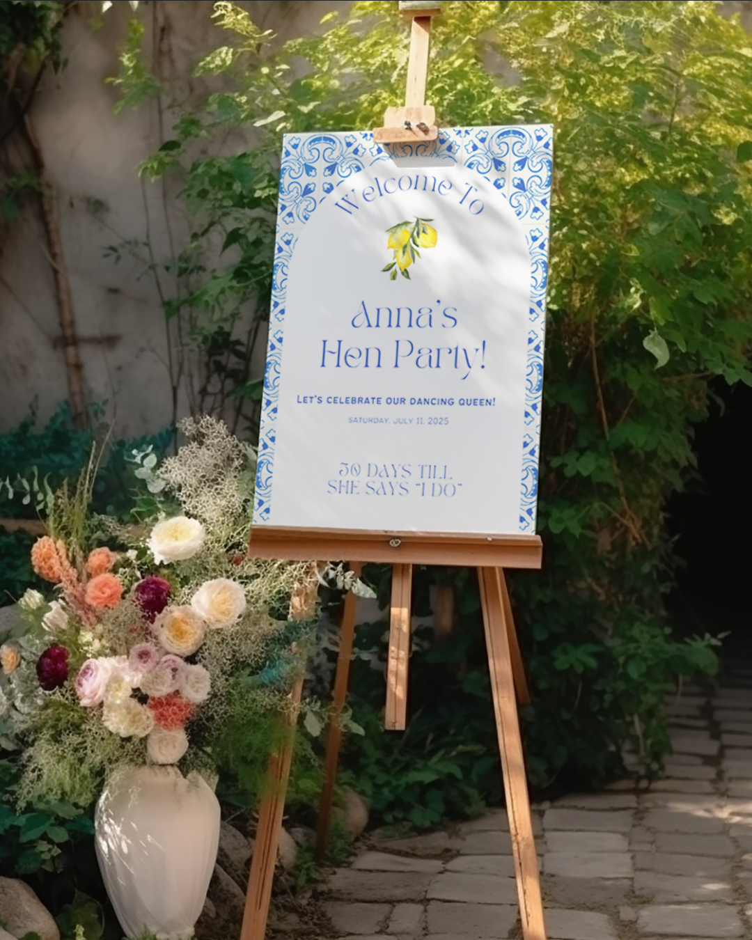 Mamma Mia Inspired Personalised Hen Party Large Welcome Sign, Bridal Shower Sign