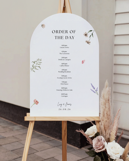 Cecily Wildflower  Personalised Order of the Day Wedding Sign