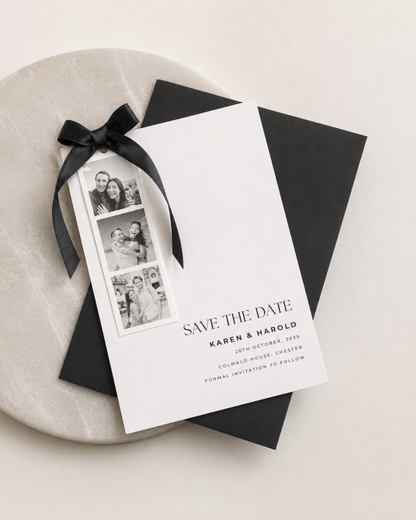 Photo Strip Save The Date with Ribbon