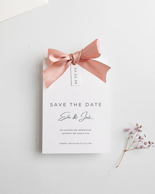 Pink Ribbon Save The Date Card