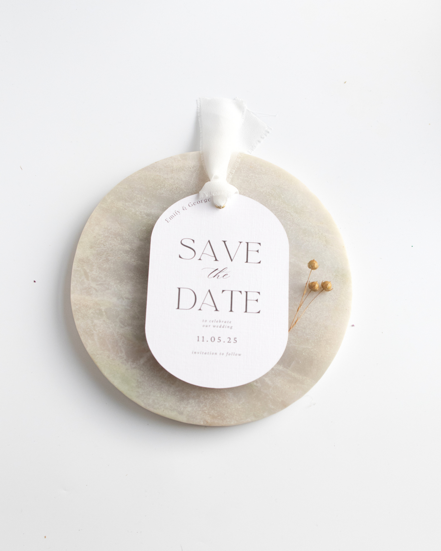 Modern Arch Ribbon Save The Date