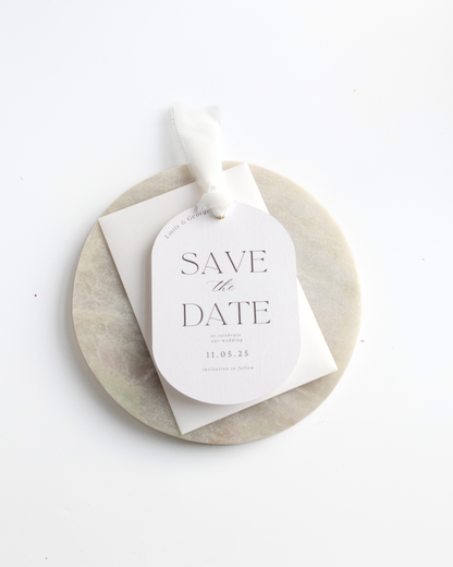 Modern Arch Ribbon Save The Date