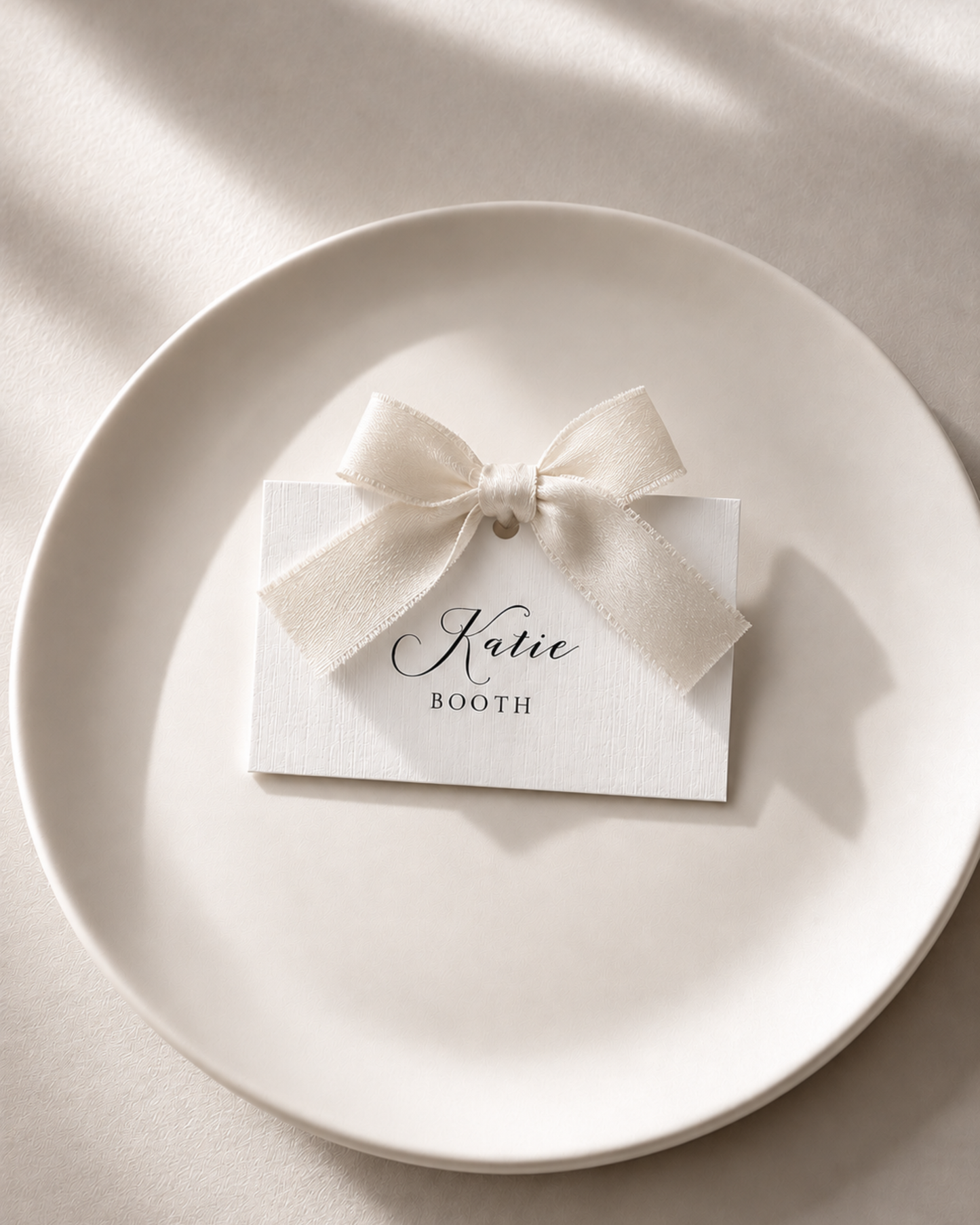 Rosa Ribbon Wedding Place Names Card