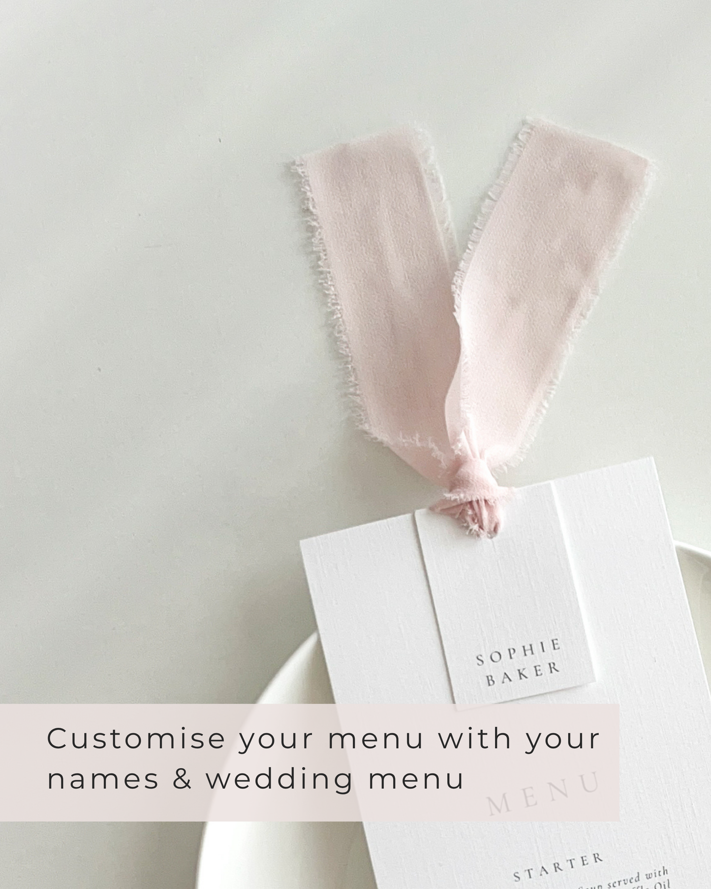 Eleanor Wedding Menu |  Wedding Menu with Chiffon Ribbon