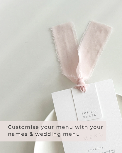 Eleanor Wedding Menu |  Wedding Menu with Chiffon Ribbon