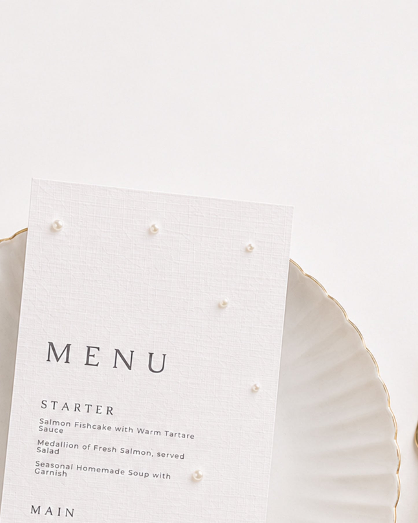Perla Pearl Wedding Menu with Place Name