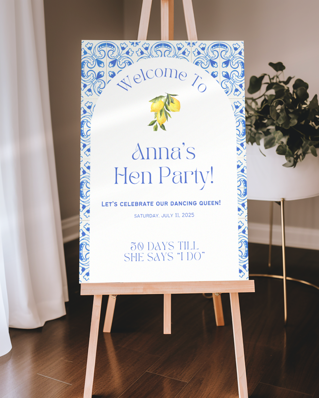 Mamma Mia Inspired Personalised Hen Party Large Welcome Sign, Bridal Shower Sign