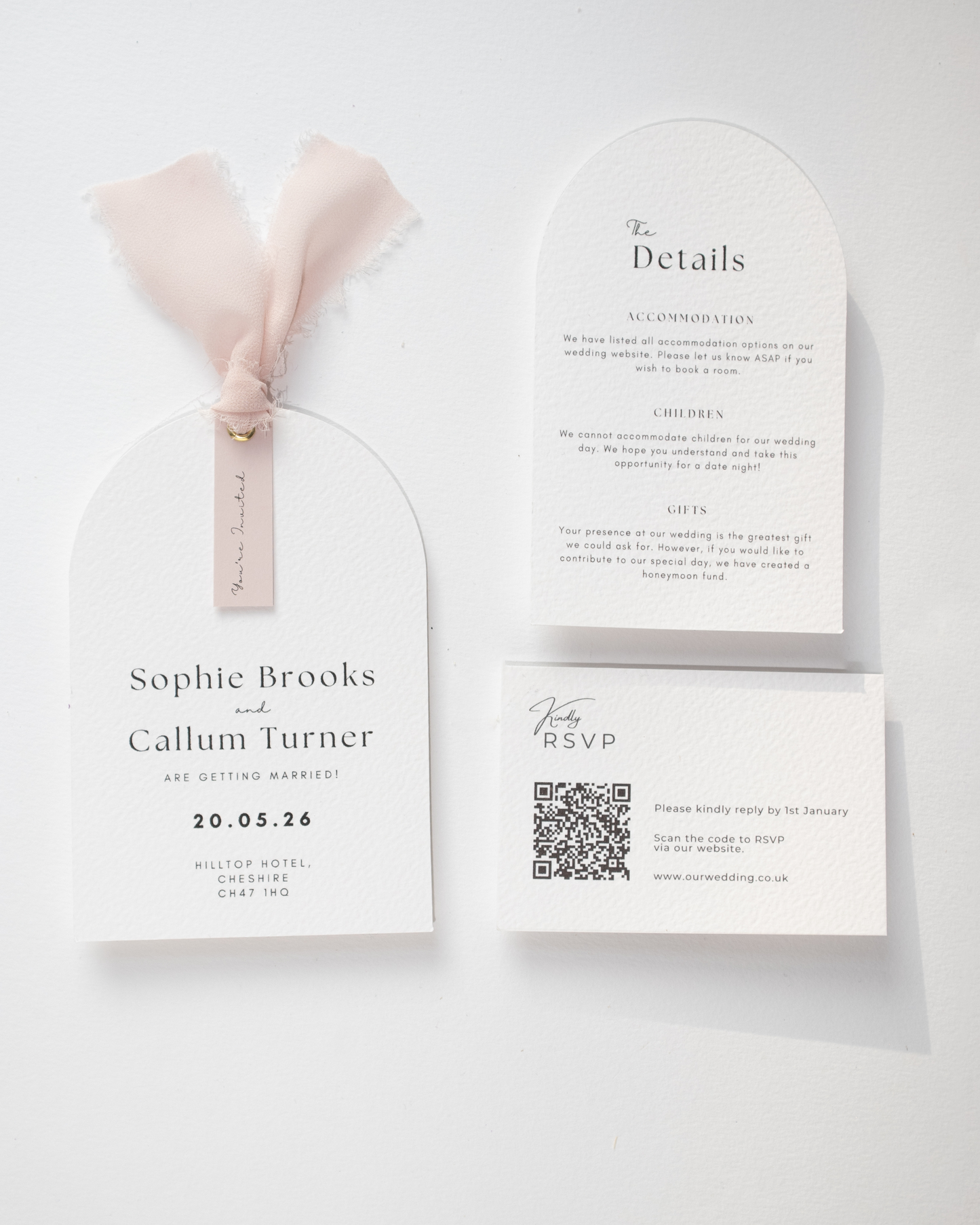 Lilah Arched Invitation Suite with Ribbon