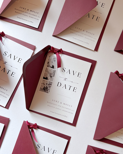 Photo Strip Save The Date with Black Ribbon