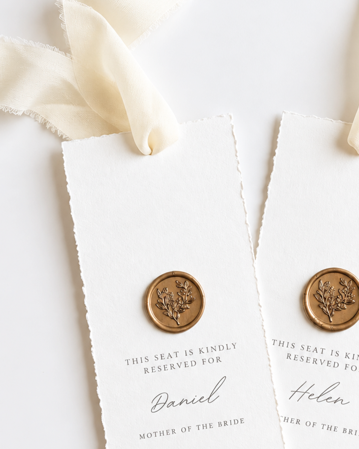 Eleanor Torn Edge Chair Tags: Wedding Reserved Seating with Wax-Seal