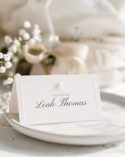 Perla Pearl Embossed Wedding Place Names Card