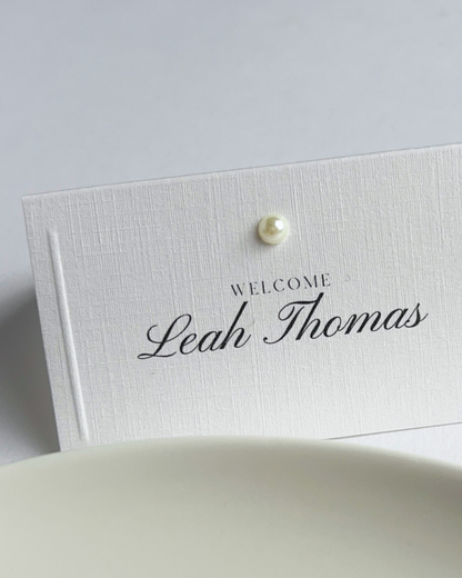Perla Pearl Embossed Wedding Place Names Card