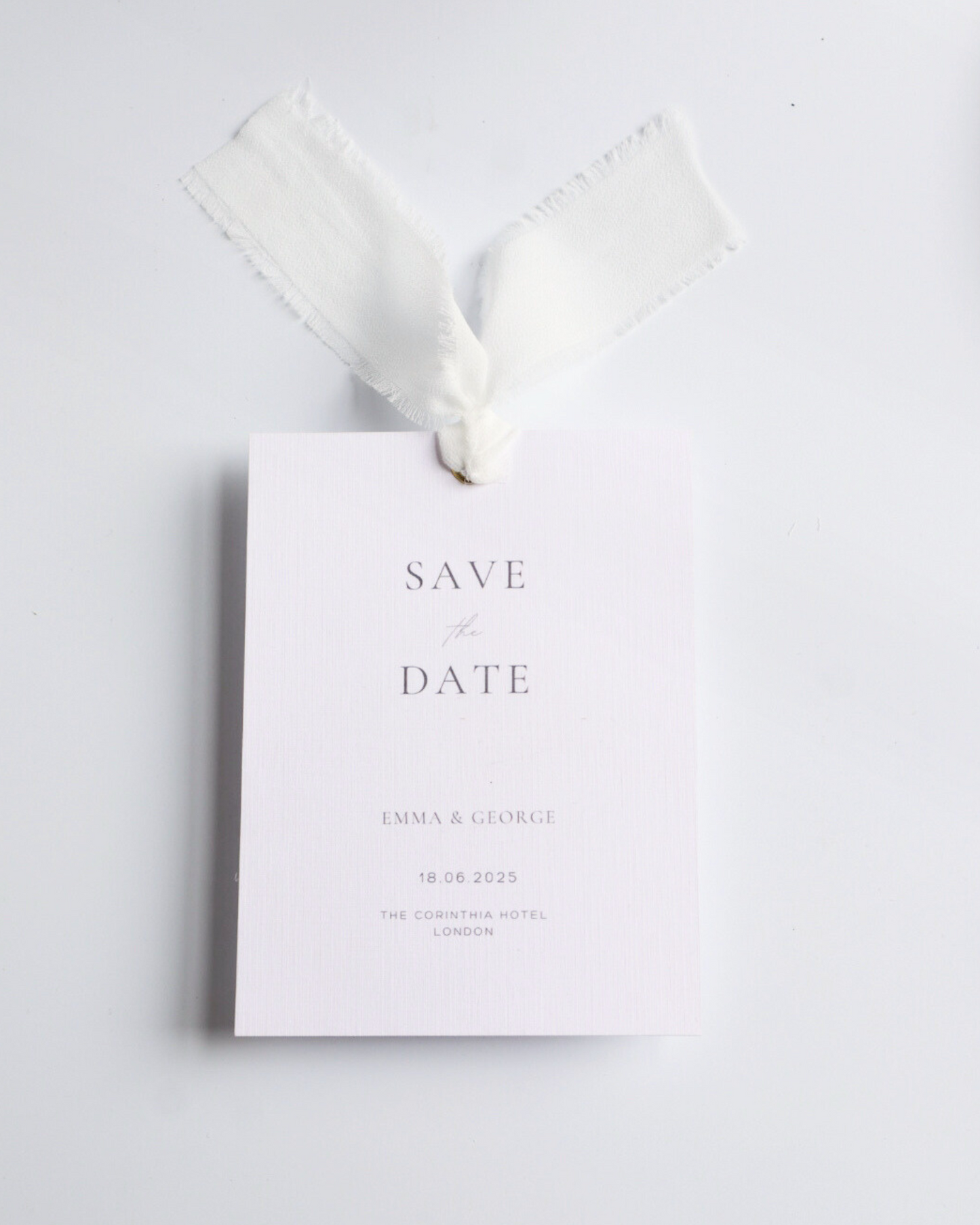 White Chiffon Ribbon Save The Date