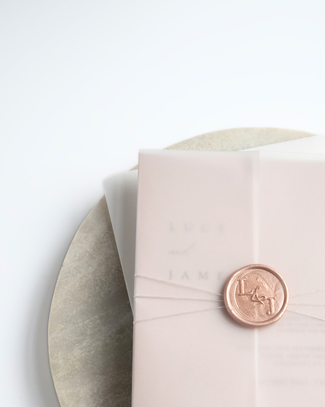 Vellum Pink Wax Seal Wedding Invitation