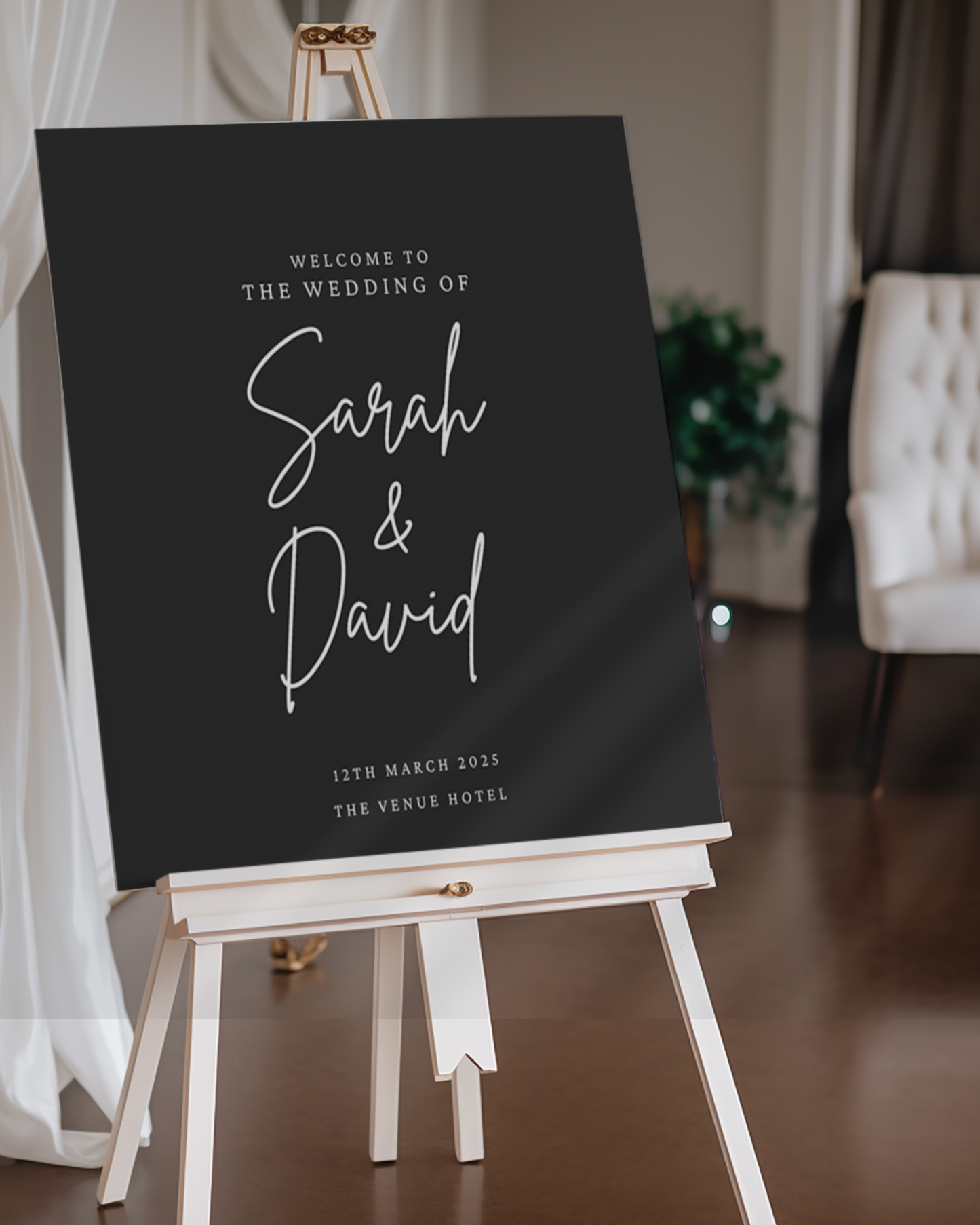 Black and White Large Wedding Welcome Sign