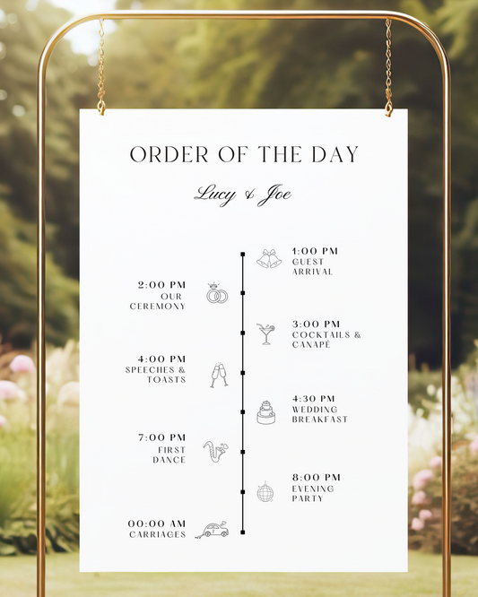 Perla | Personalised Order of the Day Wedding Sign