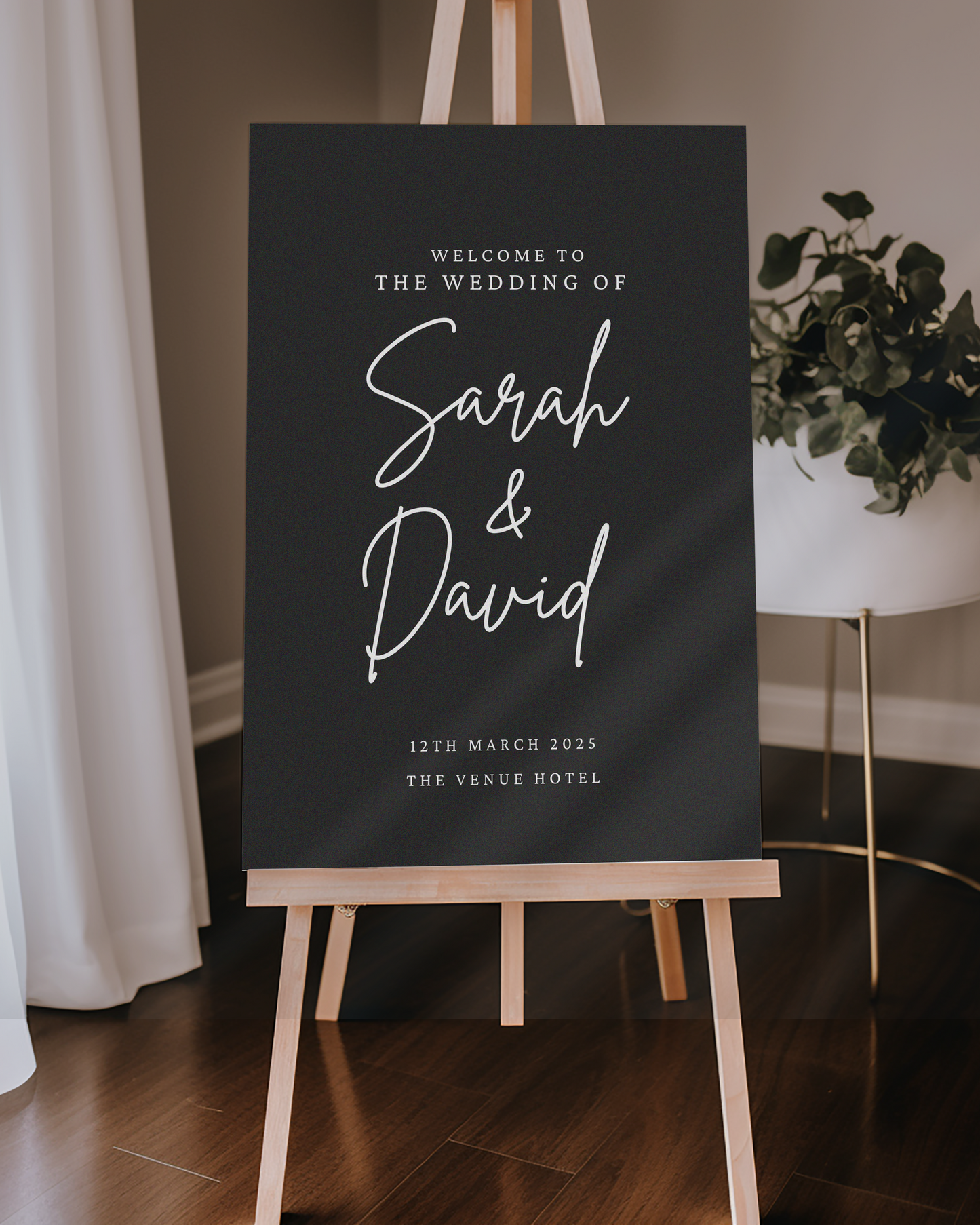 Black and White Large Wedding Welcome Sign