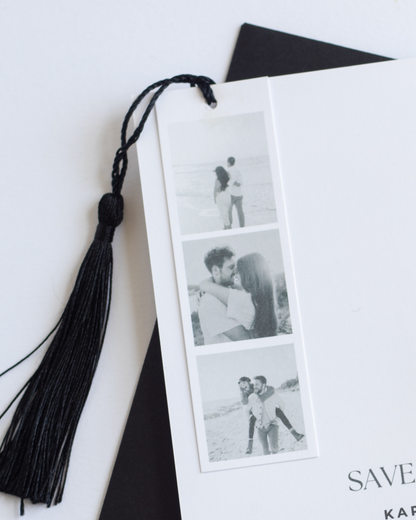 Photo Strip Save The Date with Black Ribbon