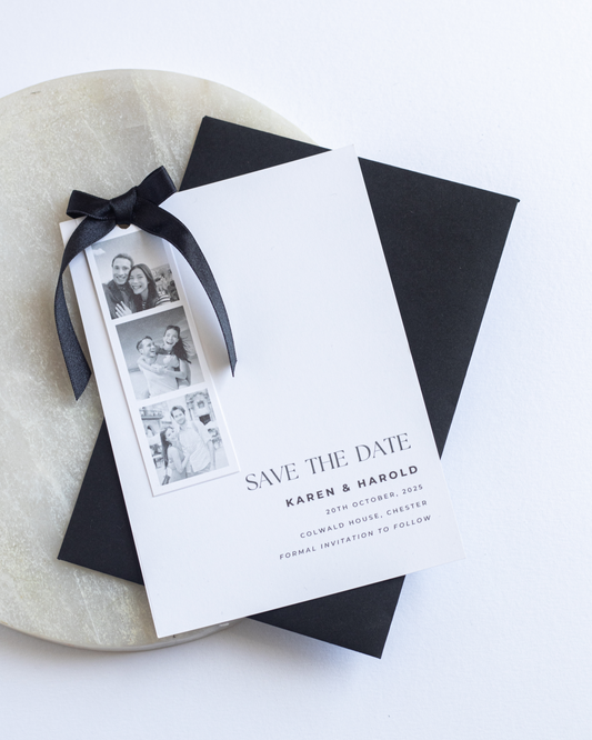 Photo Strip Save The Date with Black Ribbon