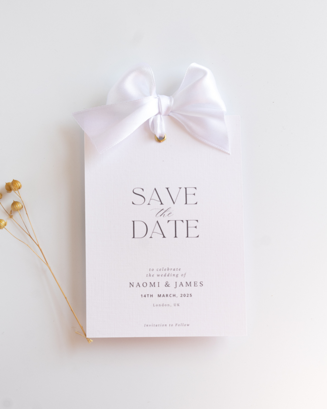 Satin Ribbon Save The Date Card