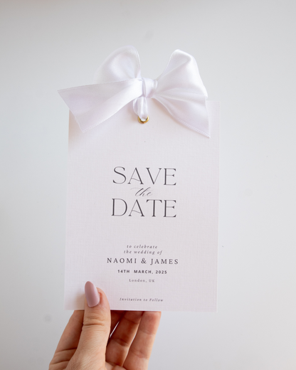 Satin Ribbon Save The Date Card