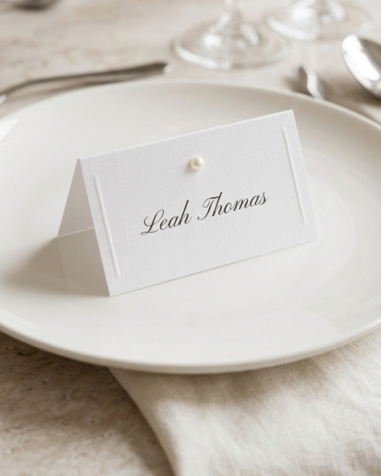Perla Pearl Embossed Wedding Place Names Card