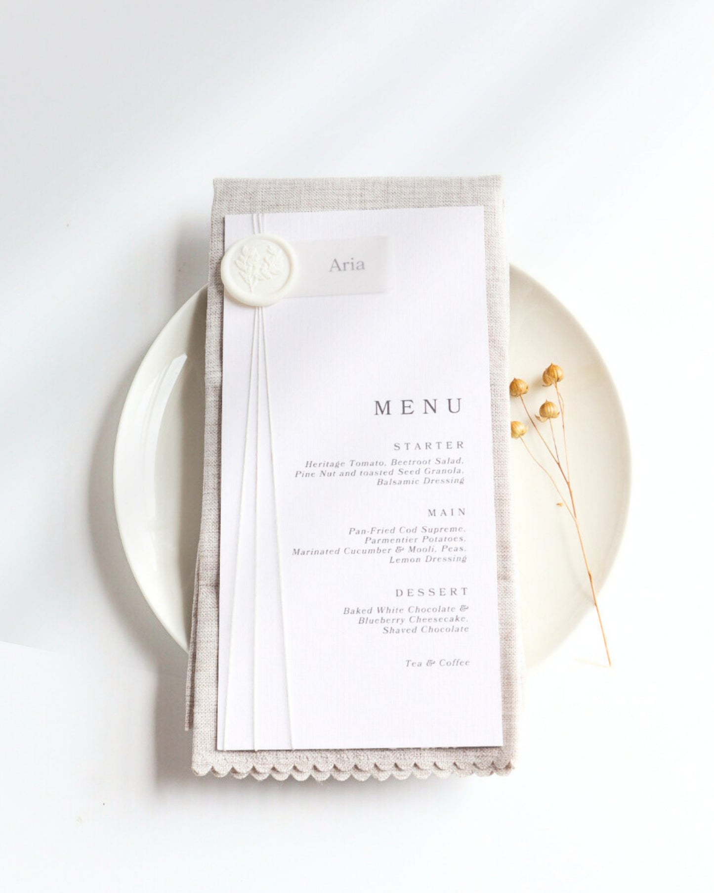 Ivory Wedding Menu