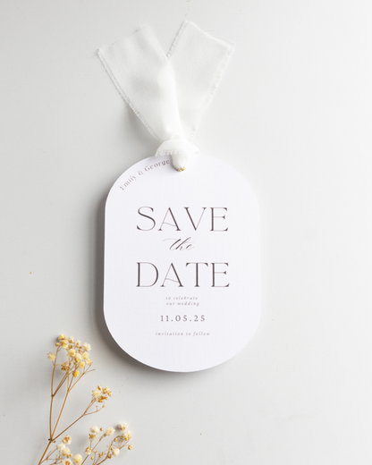 Modern Arch Ribbon Save The Date