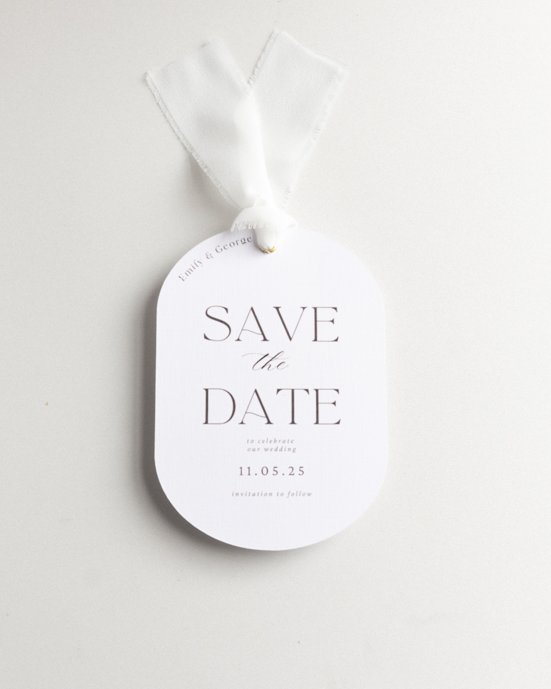 Modern Arch Ribbon Save The Date