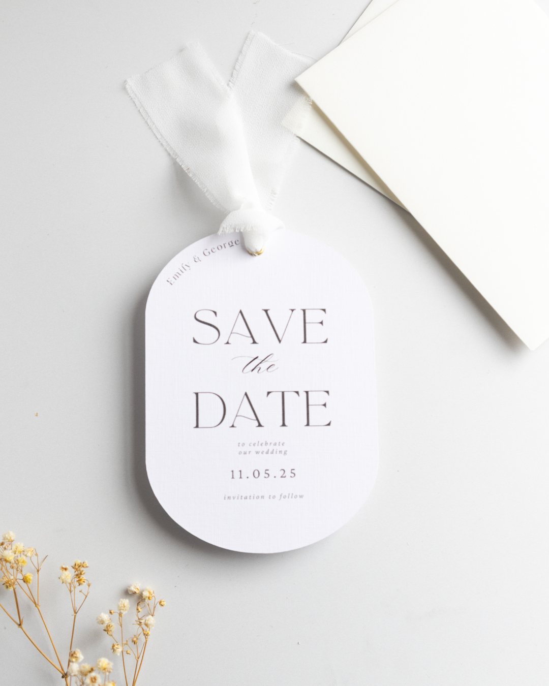 Modern Arch Ribbon Save The Date