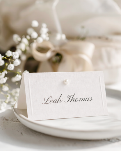 Perla Pearl Embossed Wedding Place Names Card