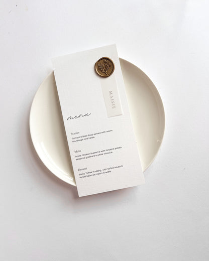 Wax Seal Wedding Menu & Vellum Place Setting