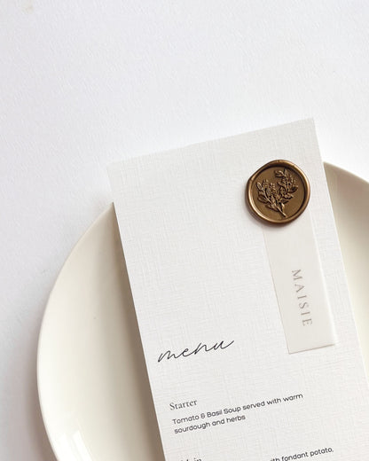Wax Seal Wedding Menu & Vellum Place Setting